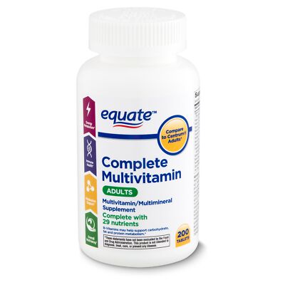 Equate Complete Multivitamin & Multimineral Supplement Adults Tablets 200 Count