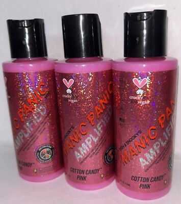 3 Bottles Hot Pink Hair dye  Cotton Candy  Manic Panic 4 oz ea. Semi Perm NEW