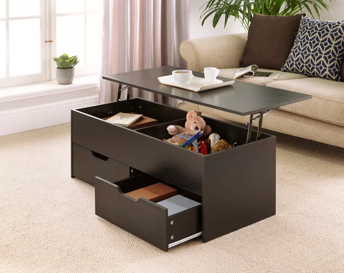 Large coffee table with clearance lift top
