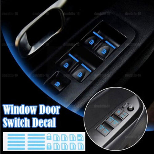 Luminous Blue Auto Car Window Door Switch Sticker Universal Interior Accessories - Picture 1 of 6