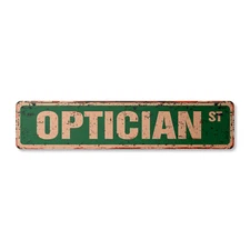 OPTICIAN Vintage Street Sign Metal Plastic eye glasses contact lenses exam