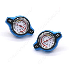 Blue Small Head Thermostatic Radiator Cap Cover Water Temp Gauge 1.3 BAR For Car