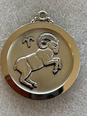 JTC 925 Sterling Silver - Vintage Shiny Aries Symbol Zodiac Pendant 2 ...