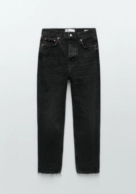 Zara Damen Signature Denim '' The Bliss Straight '' in Midnight Black, Größe 38