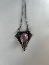 Acid Queen pink phosphosiderite Voyager necklace sterling silver