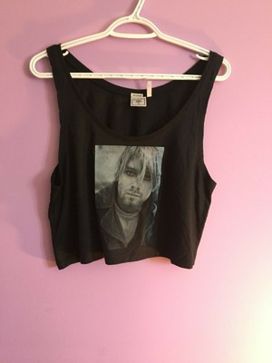 EXIST Miami Women's Black/White Face Photo Cropped Tank Top Size MEDIUM
