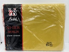 BIBB No-Iron Muslin GOLD/YELLOW Double Flat Sheet 81”x104” Vintage Sealed