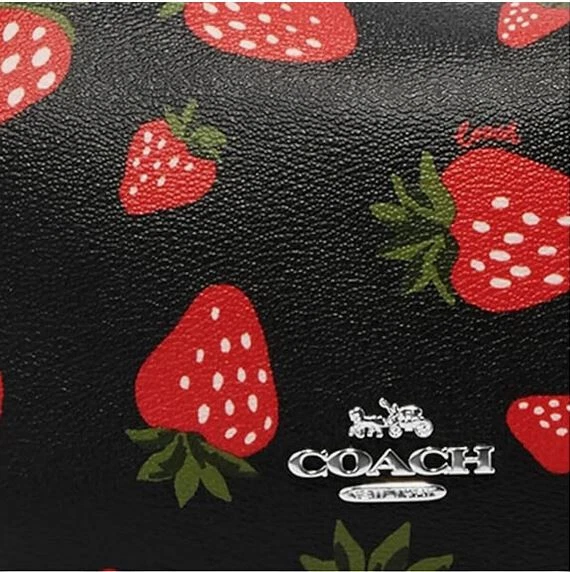 NUOVA borsa a tracolla autentica Coach Wild Strawberry Print PAYTON nera multi CH330