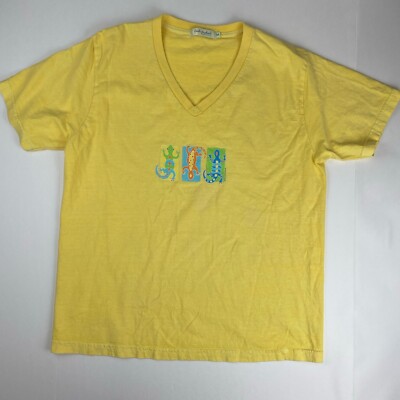 Fresh Produce T Shirt Women s Size Medium Yellow USA Lizard Imprint Short Sleeve
