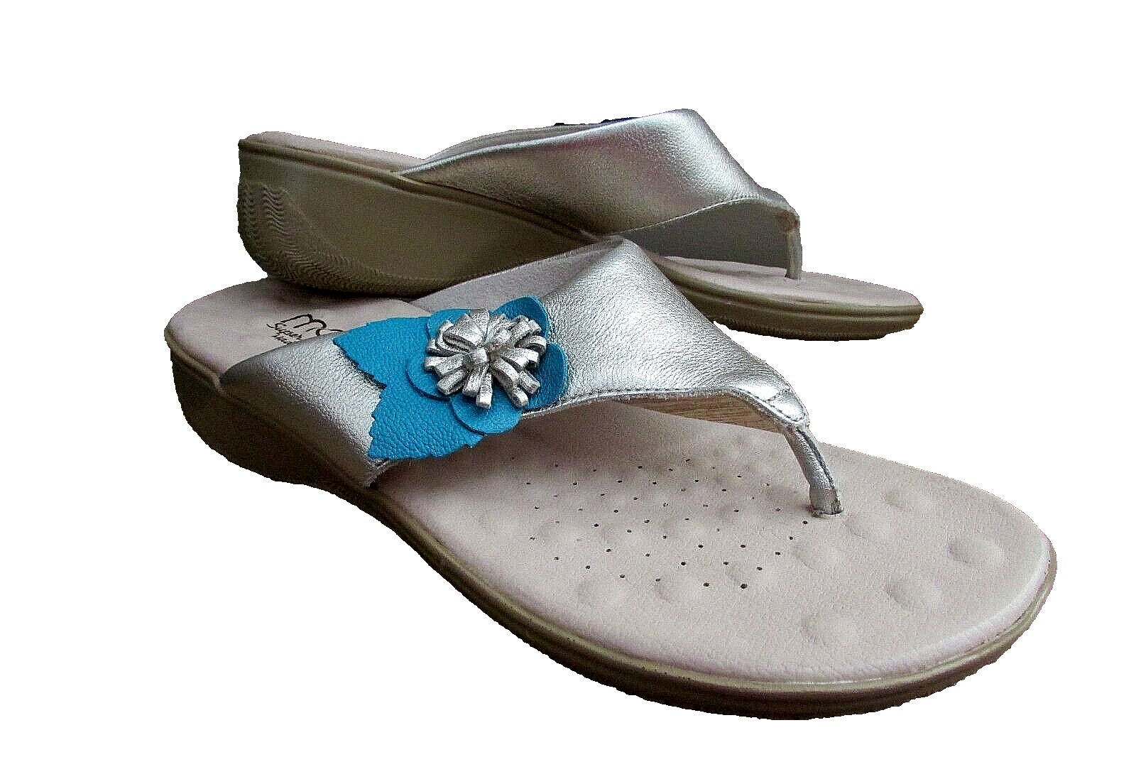 PANTOFOLA D’ORO Sandali infradito comodi Malu Super Comfort oro metallizzato flower slide 10 nuovi senza scatola