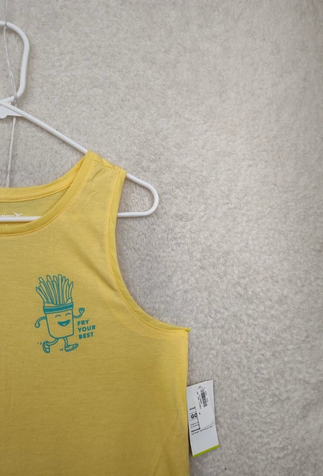 Camiseta sin mangas Old Navy para mujer grande amarilla mezcla de algodón sin mangas Active Go Dry Foto 3 de 4