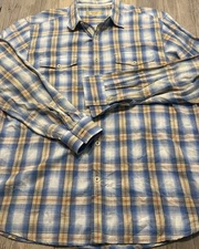 TRUE GRIT Mens Long Sleeve Western Button Shirt Plaid Large