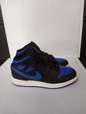 Nike Air Jordan 1 Mid Kids 3.5 Y GS Black Hyper Royal Retro Sneakers 554725-068