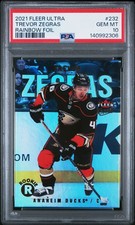 2021-22 UD Fleer Ultra Trevor Zegras #232 Rainbow Foil Rookie RC PSA 10 Gem Mint