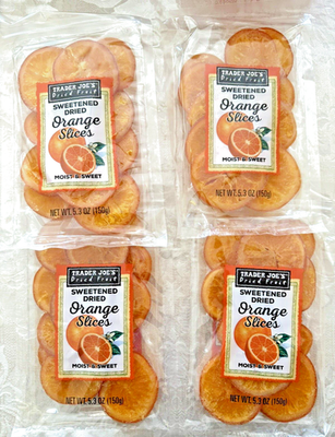4 Packs Trader Joe's Orange Slices Sweetened Dried Fruit Snacks