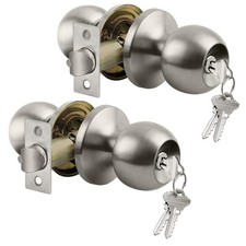 2 Pack Entry Door Knob with Lock, Keyed Different Door Lock for Exterior Do...