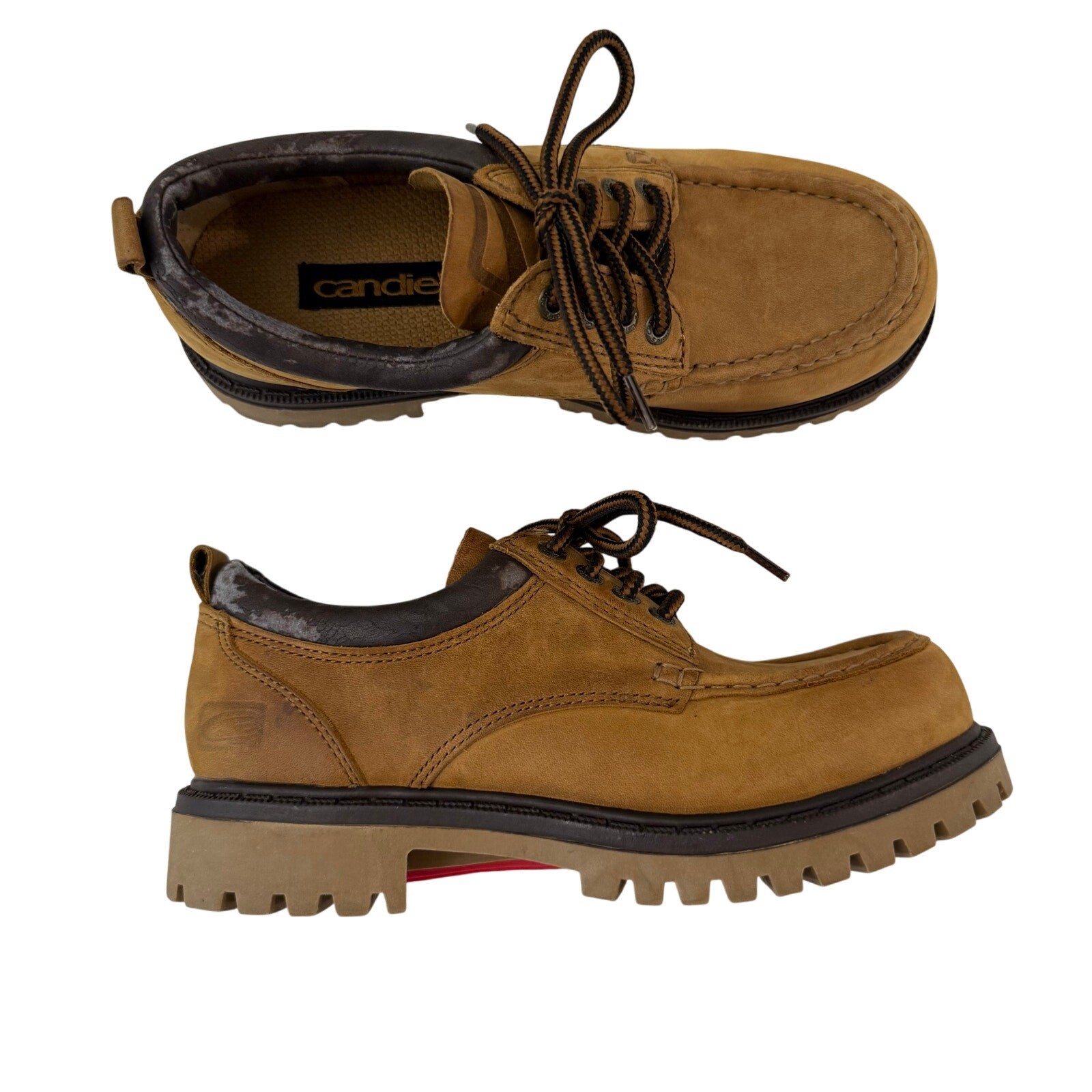 SAOLA Candies Chunky Moc Oxford taglia 7 5 suola a strappo stringata anni 90 Y2k pelle giallo grano