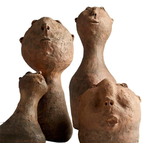 Joyful Java Rustic Resin Statue with Expressive Faces - Picture 5 of 6