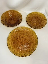 PartyLite Siena Lights Amber Glass Set-Dinner Plate, Bowl, Salad Plate 