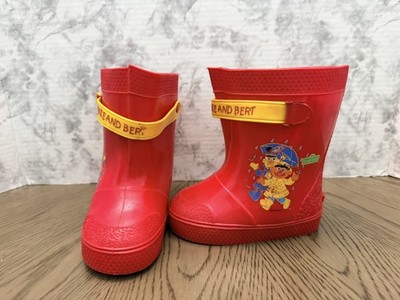 Vintage 1980s Sesame Street Rain Boots Kids 11-12 Red Rubber Wellies Galoshes
