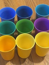 Vintage Tupperware Sippy Cups Lot Of 9 109 Green Purple Teal Blue Yellow Orange