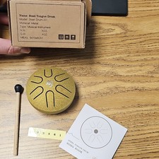 3-Inch 6-Tone Steel Tongue Drum, Gilt Diamond Color, Mallet & Song Book