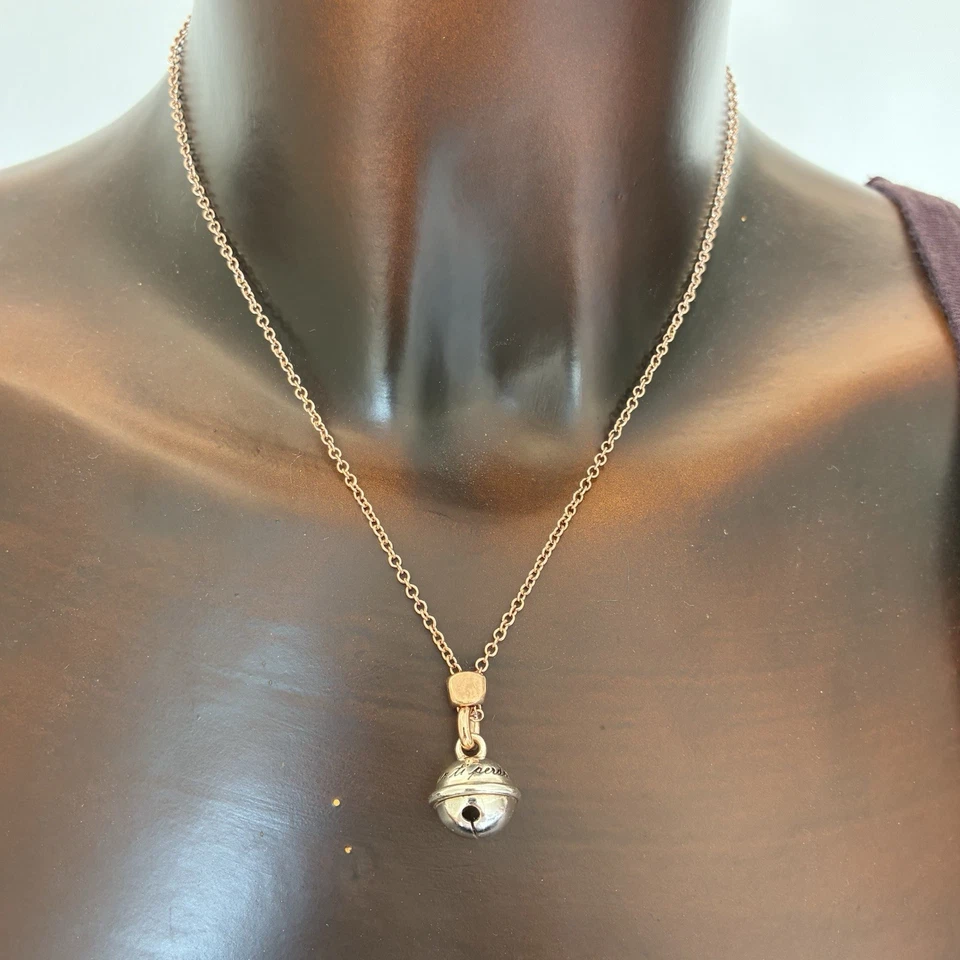 Dodo Pomellato Collana Ciondolo Campanella Oro Rosa Argento Fuori Produzione - Immagine 3 di 4