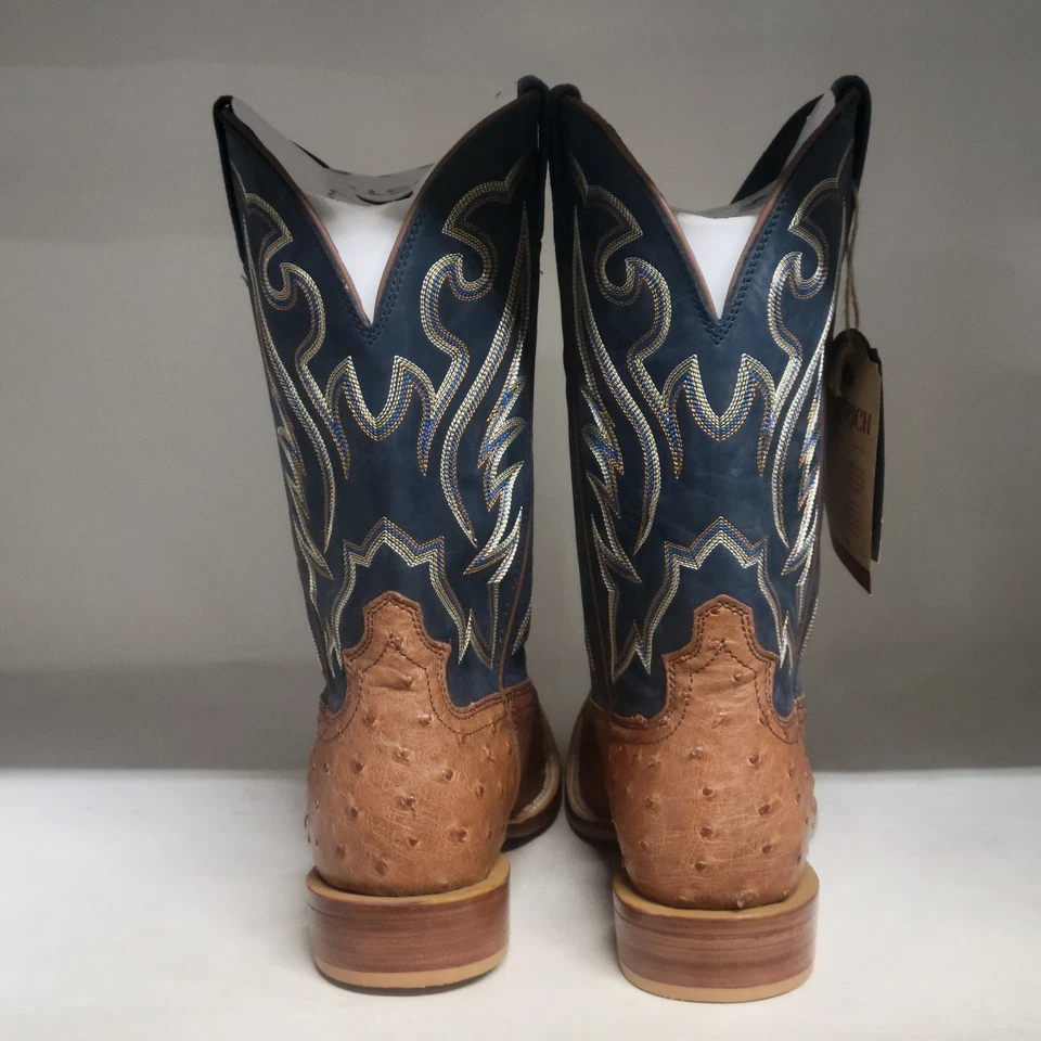 Twisted X Mens 13" Reserve Western Boot Chestnut Ostrich/Navy Size 14D - Image 4 of 4