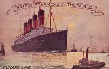 CUNARD LINE MAURETANIA Ocean Liner Ship Postcard (TransAtlantic Research)