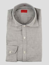 NEW ISAIA GRAY COTTON CASHMERE SHIRT US 16 - EU 41 I79