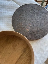 Antique Folk Art Floral Pattern Pyrography Round Pantry Box Estate Find