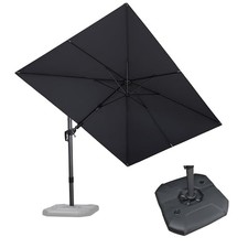 Tilting Patio Umbrella with Base Outdoor Cantilever Swivel Rectangle Umbrella