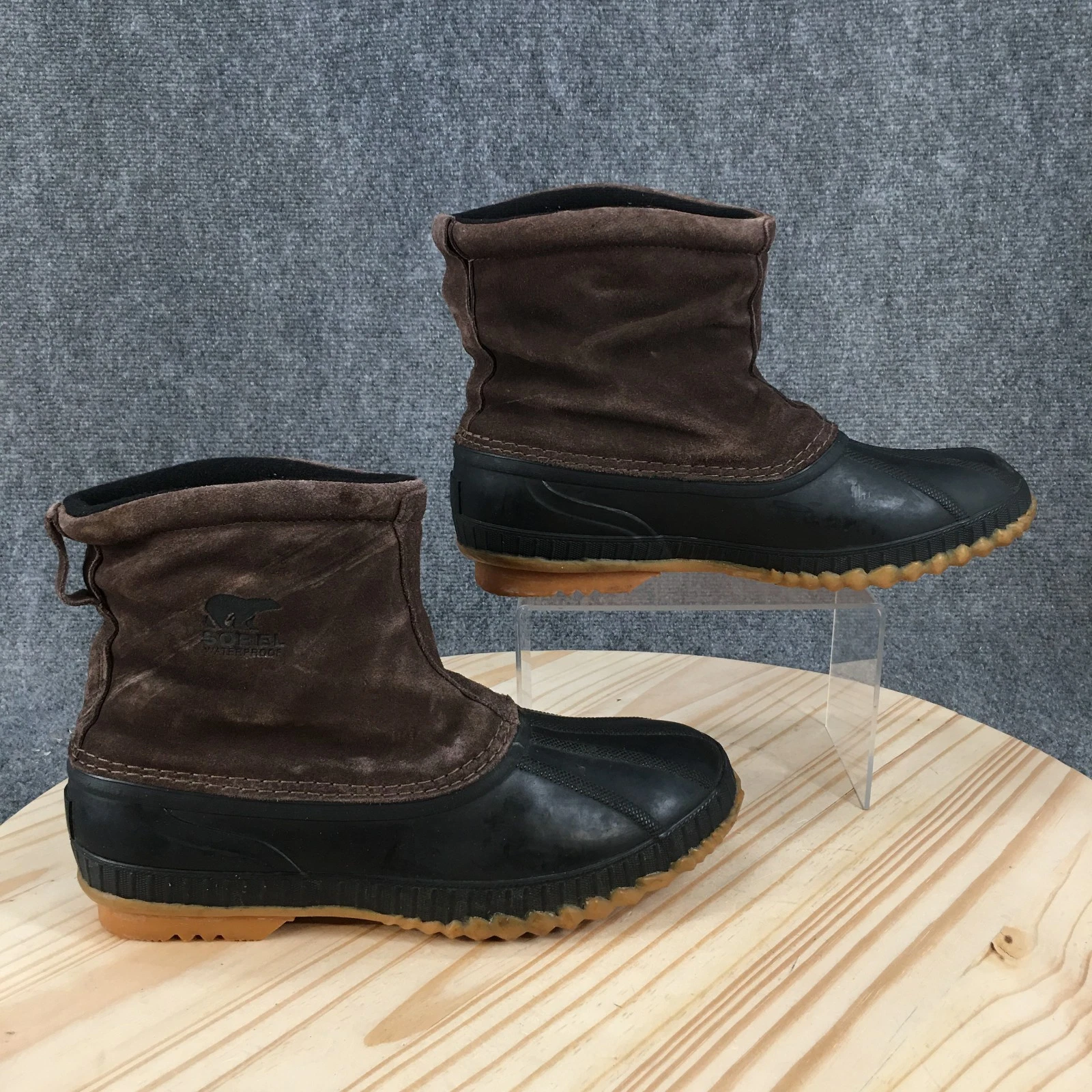 Sorel Boots Mens 10 Cheyanne Pull On Duck Boot NM1404-238 Suede Brown Black