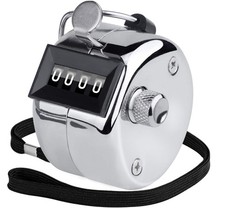 Metal Handheld Tally Counter, 4-Digit Number Clicker Counter with Finger Ring...