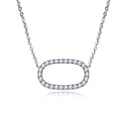 Raivari 0.78cttw Moissanite 14K Gold Plated Rhodium Outline Circle Pendant