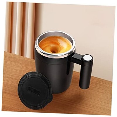 Self Stirring Coffee Mug with Lid, 380ml USB Rechargeable Automatic B-Black