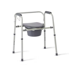 Medline 3-in-1 Steel Adjustable Bedside Commode w/ Microban Protection, Portable