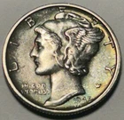 1945-S Mercury Dime — AU+ Toned 🌈