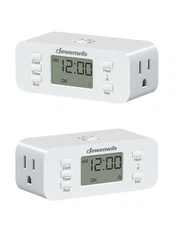 DEWENWILS 24 Hour Programmable Digital Timer Outlet, 2 Pack Timers for Electr...