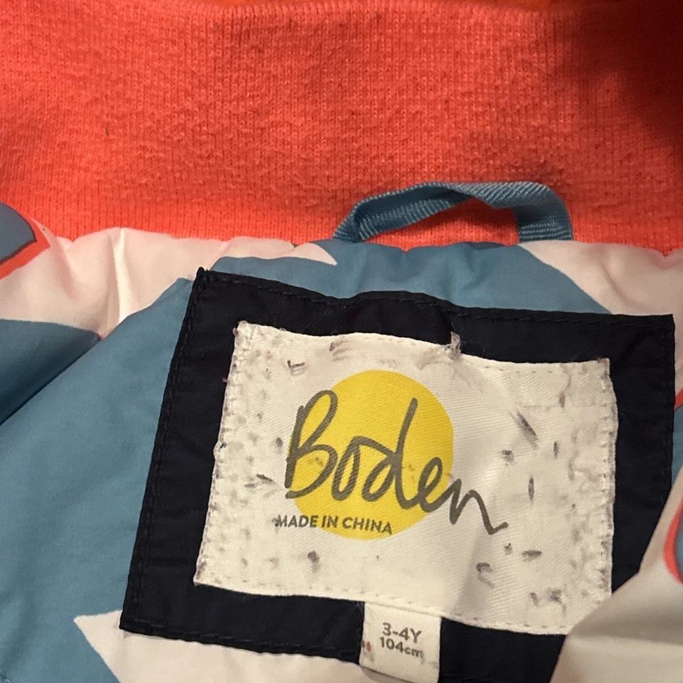 Abrigo Mini Boden Niñas Con Capucha Cremallera Completa Azul Estrellas Talla 3-4 Y - Poliéster Foto 4 de 4