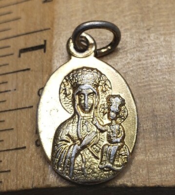 Vintage pendant medal Our Lady of Czestochowa Pope Saint John Paul II ...