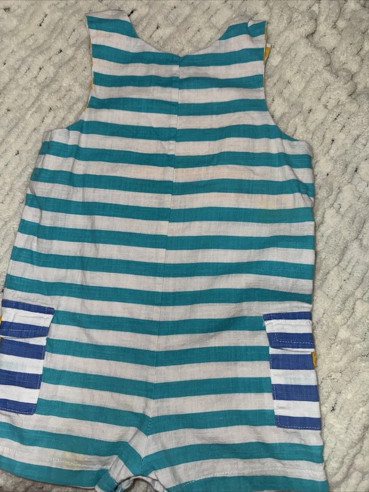 Mud Pie Baby Boy One piece Lion Ribbon Mane Romper 12-18 Months Striped Blue - Image 4 of 4