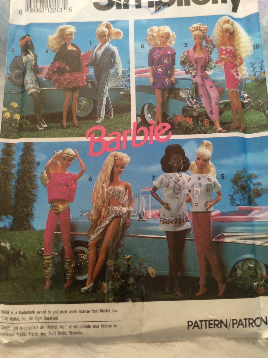 VINTAGE 7712 SIMPLICITY BARBIE DOLL WEARABLE ART WARDROBE FOR 11 1