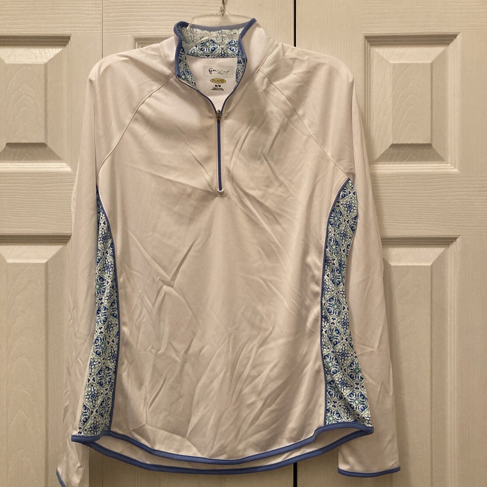 greg norman womens golf shirt long Gree Blue sleeve Popular brand medium White Excellence