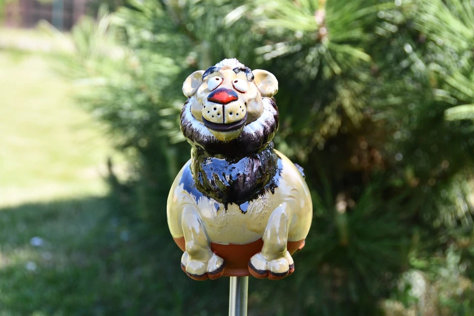 Ceramic garden ball decoration Animal figurine statue Lion H 6.7in Midene - Image 2 of 4
