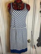 ANN TAYLOR LOFT STRIPED CINCH WAIST DRESS - SIZE MEDIUM M