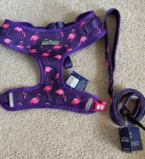 *CHOOSE STYLE* Beast & Buckle PINK FLAMINGO Purple Dog Harness or Leash, NEW