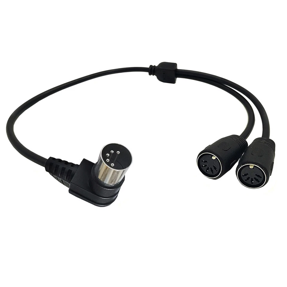 5 PIN MIDI DIN Male Right Angle Plug to 2 Female Socket Y Splitter Adapter Cable - Image 4 of 4