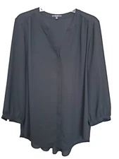 NYDJ Black Pleat Back Button-Up Shirt Size Medium