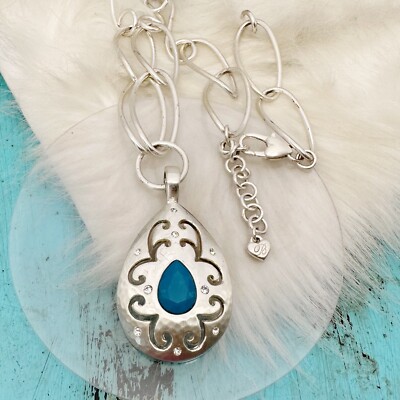 Brighton BOUNDLESS LOVE Versailles Jupiter Silver Plate Blue Crystal Necklace